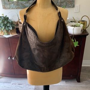 Onna Elrich alligator textured genuine leather hobo